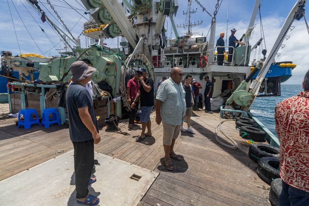 Hon. Minister Tiwau Welcomes New Purse Seine Vessel, Maribo 61